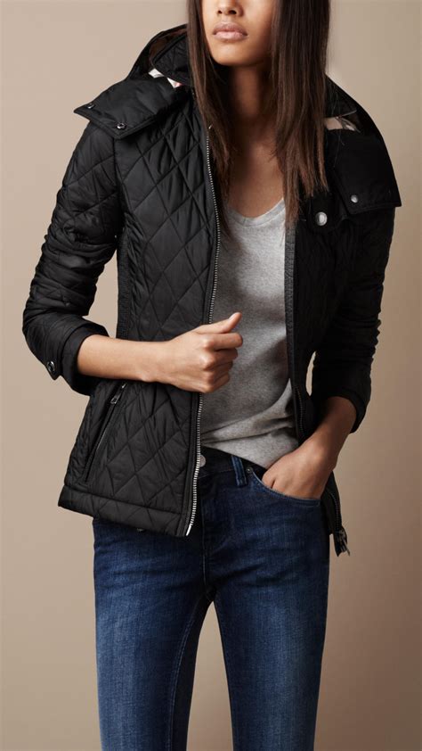 Women’s Burberry Quilted Coat, Black, Detachable Fur Hood